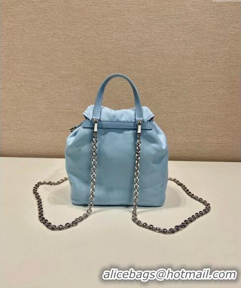 New Product Prada Re-Nylon Mini Backpack Bag 1BH029 Light Blue 2024