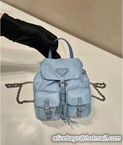 New Product Prada Re-Nylon Mini Backpack Bag 1BH029 Light Blue 2024