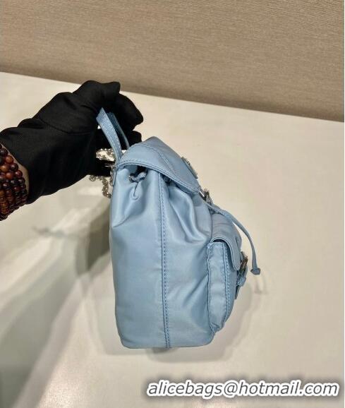 New Product Prada Re-Nylon Mini Backpack Bag 1BH029 Light Blue 2024