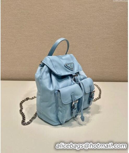 New Product Prada Re-Nylon Mini Backpack Bag 1BH029 Light Blue 2024