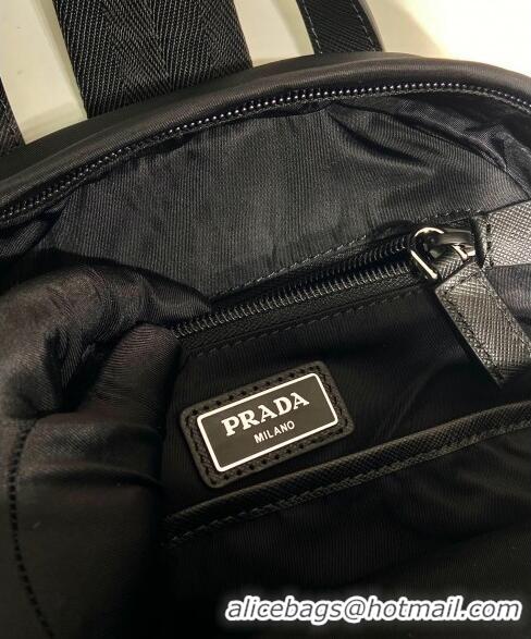 New Cheap Prada Re-Nylon and Saffiano leather backpack bag 2VZ105 Black 2024