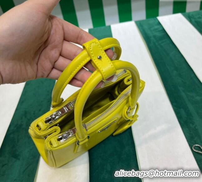 Original Cheap Prada Galleria Nappa Leather Mini Bag 1BA906 Yellow 2023