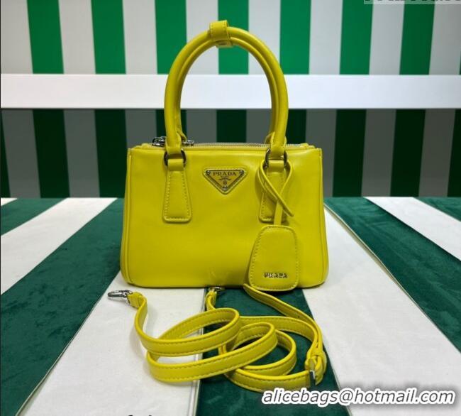 Original Cheap Prada Galleria Nappa Leather Mini Bag 1BA906 Yellow 2023