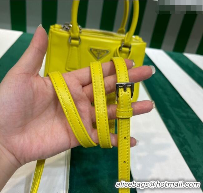 Original Cheap Prada Galleria Nappa Leather Mini Bag 1BA906 Yellow 2023