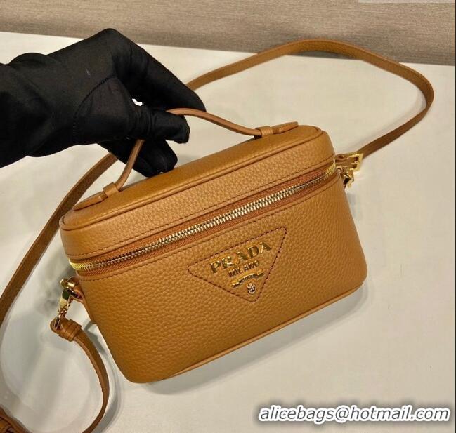 Modern Cheap Prada Leather Mini Bag 1BH202 Brown 2023