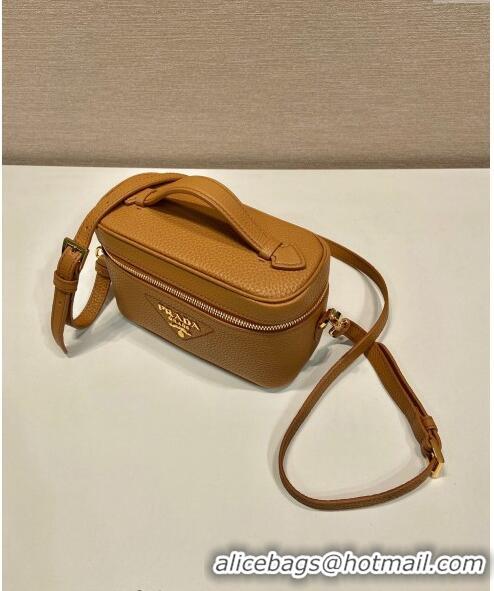 Modern Cheap Prada Leather Mini Bag 1BH202 Brown 2023