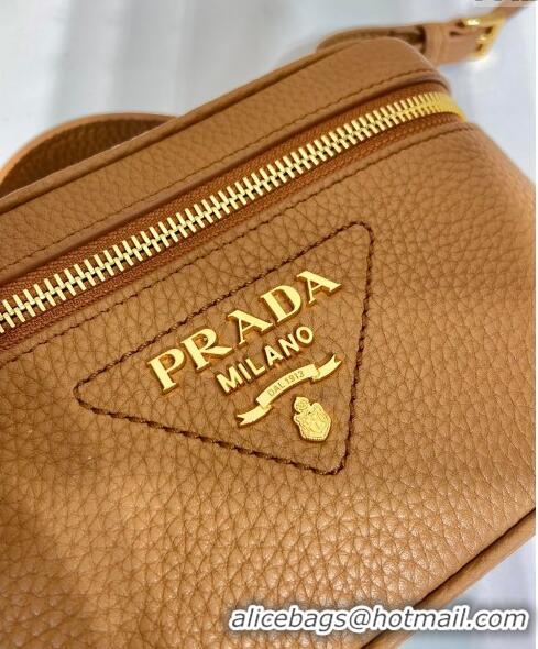 Modern Cheap Prada Leather Mini Bag 1BH202 Brown 2023