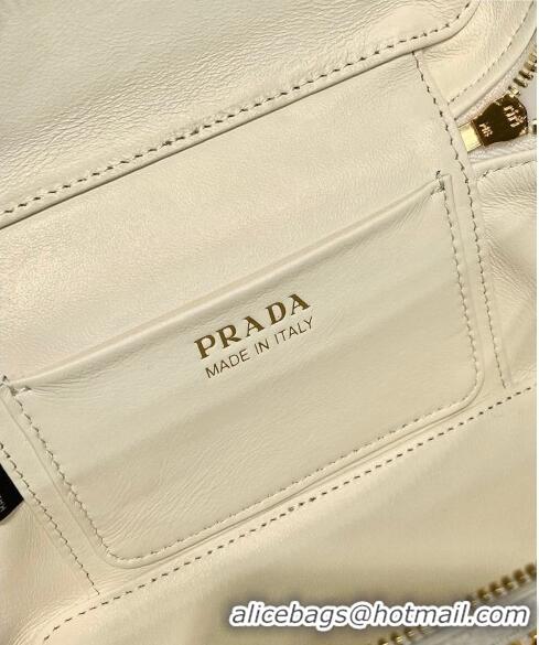 Top Quality Prada Leather Mini Bag 1BH202 White 2023