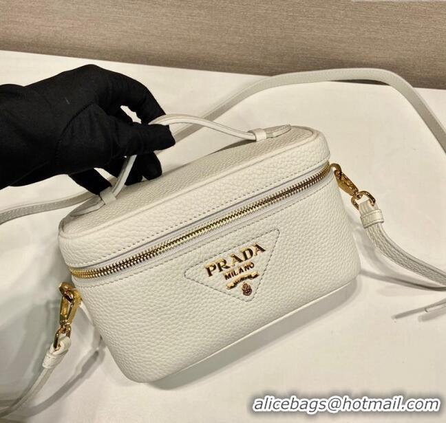 Top Quality Prada Leather Mini Bag 1BH202 White 2023