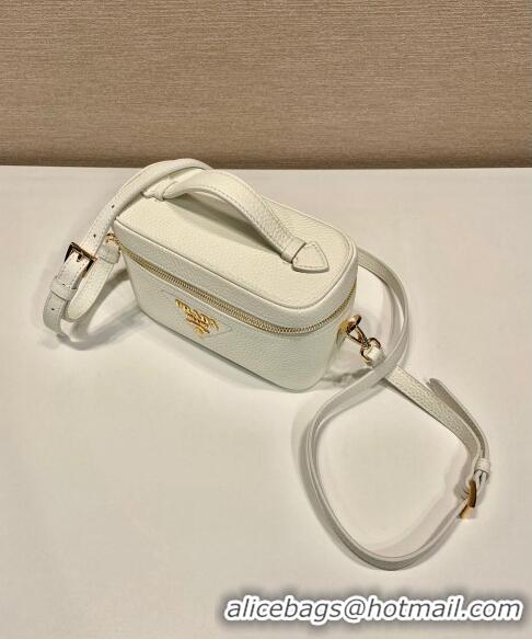 Top Quality Prada Leather Mini Bag 1BH202 White 2023