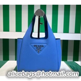 New Fashion Prada Leather Mini Top Handle Bag 1BA349 Blue 2023