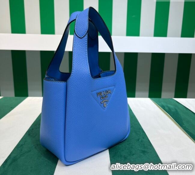 New Fashion Prada Leather Mini Top Handle Bag 1BA349 Blue 2023