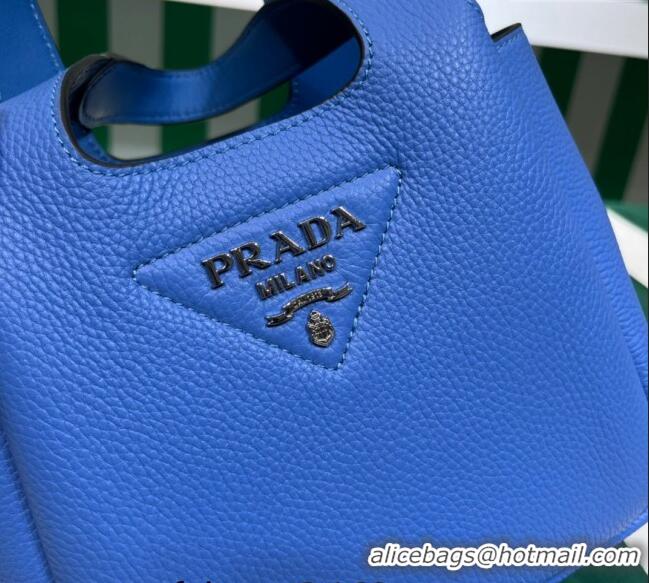 New Fashion Prada Leather Mini Top Handle Bag 1BA349 Blue 2023