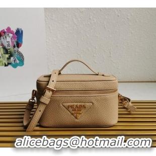 Particularly Recommended Prada Leather Mini Bag 1BH202 Beige 2023