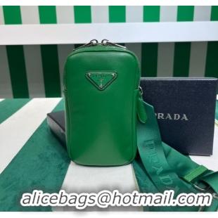 Modern Classic Prada Lambskin Leather Phone Mini Bag 1BP027 Green 2023