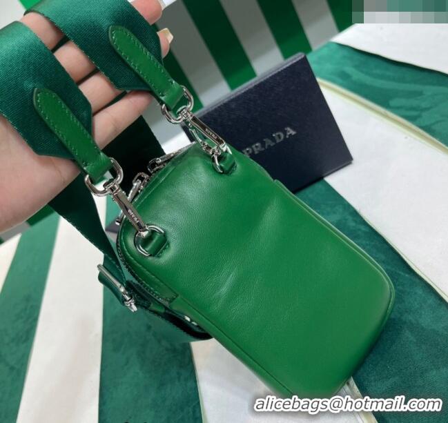 Modern Classic Prada Lambskin Leather Phone Mini Bag 1BP027 Green 2023