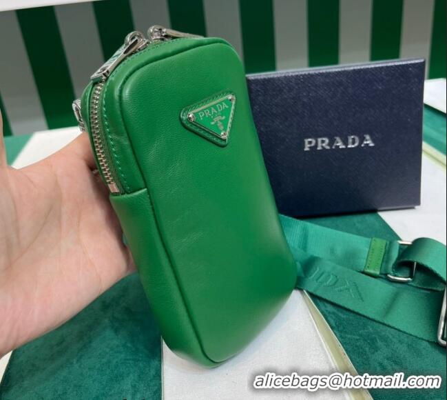 Modern Classic Prada Lambskin Leather Phone Mini Bag 1BP027 Green 2023