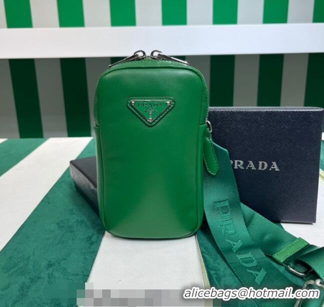 Modern Classic Prada Lambskin Leather Phone Mini Bag 1BP027 Green 2023