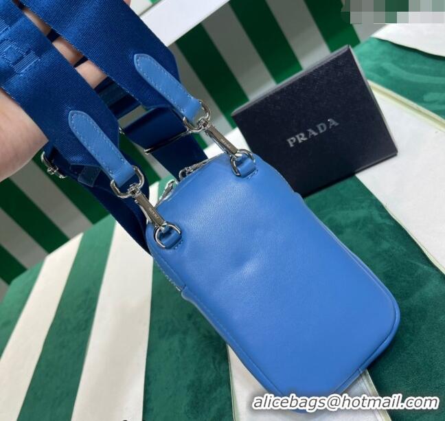 Trendy Design Prada Lambskin Leather Phone Mini Bag 1BP027 Blue 2023