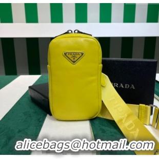 Buy New Cheap Prada Lambskin Leather Phone Mini Bag 1BP027 Yellow 2023