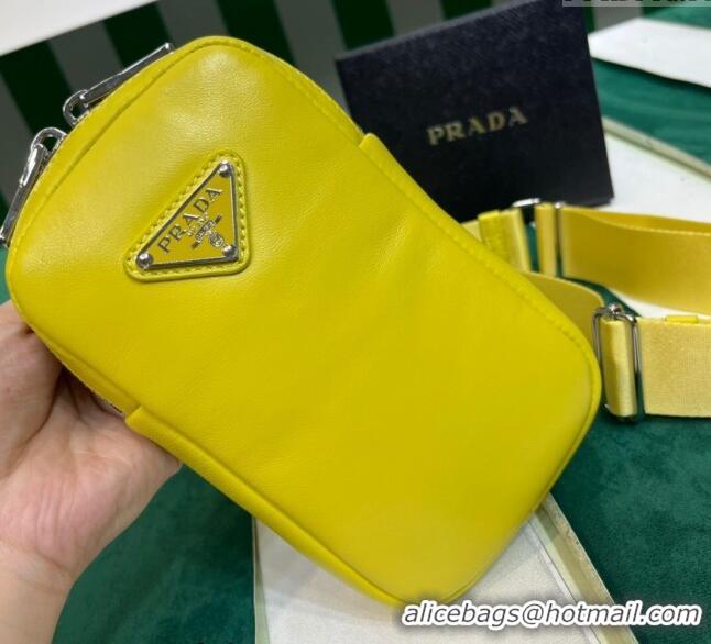 Buy New Cheap Prada Lambskin Leather Phone Mini Bag 1BP027 Yellow 2023