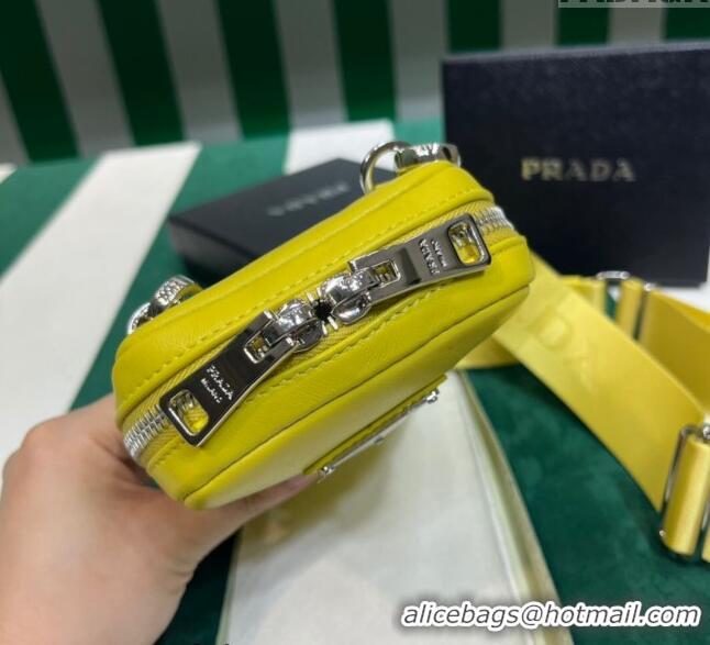 Buy New Cheap Prada Lambskin Leather Phone Mini Bag 1BP027 Yellow 2023