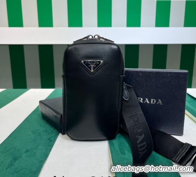 Top Grade Prada Lambskin Leather Phone Mini Bag 1BP027 Black 2023