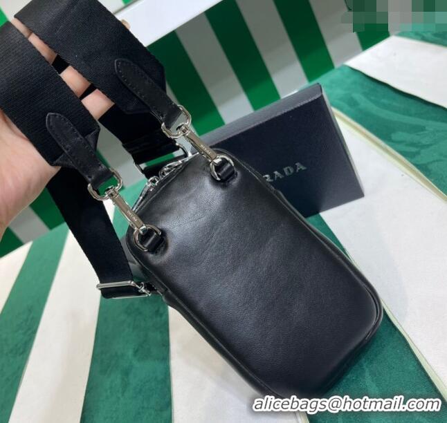 Top Grade Prada Lambskin Leather Phone Mini Bag 1BP027 Black 2023