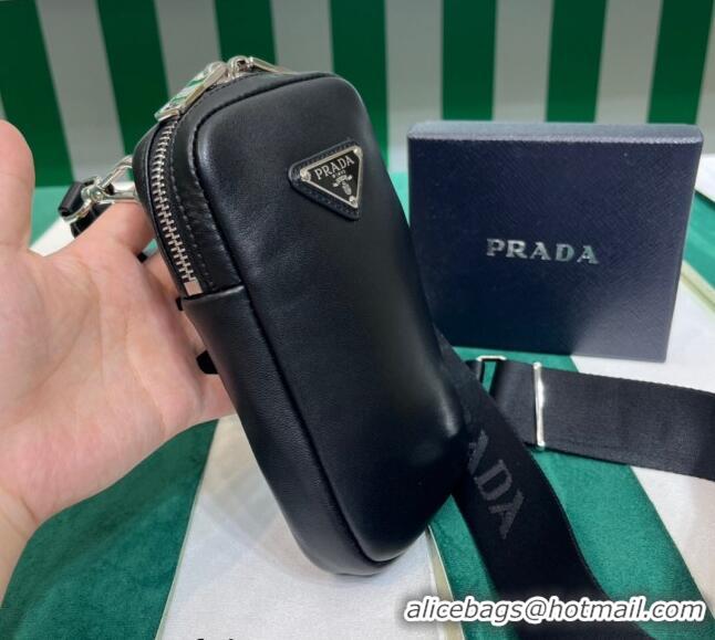 Top Grade Prada Lambskin Leather Phone Mini Bag 1BP027 Black 2023