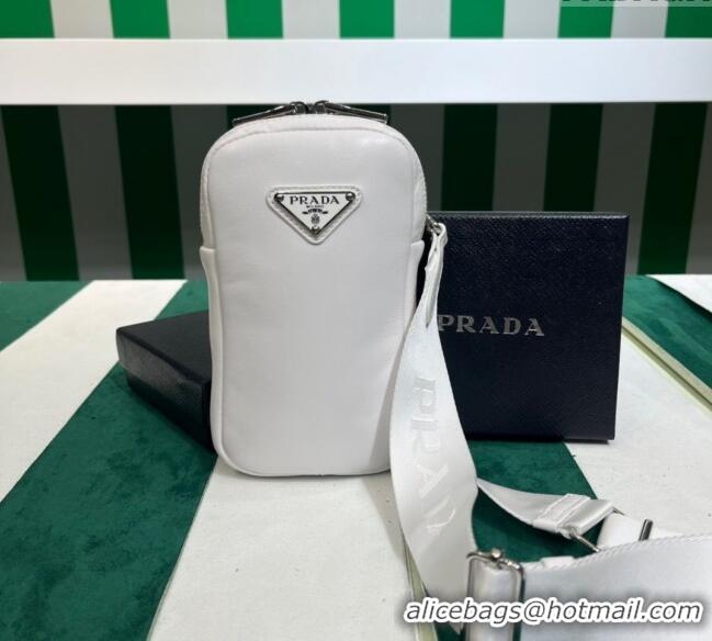 Trendy Design Prada Lambskin Leather Phone Mini Bag 1BP027 White 2023