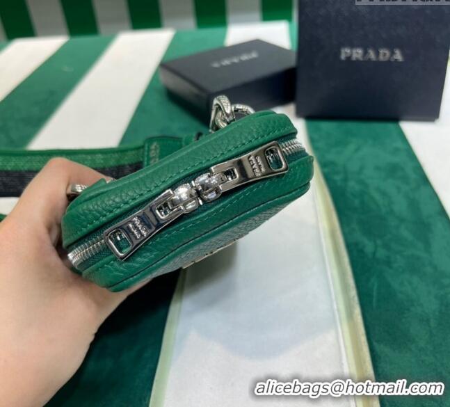 Classic Cheap Prada Grained Leather Phone Mini Bag 1BP027 Green 2023