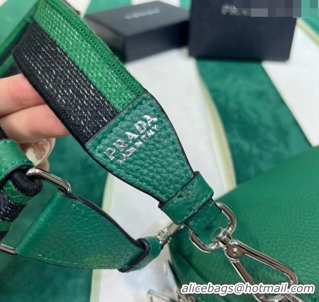 Classic Cheap Prada Grained Leather Phone Mini Bag 1BP027 Green 2023