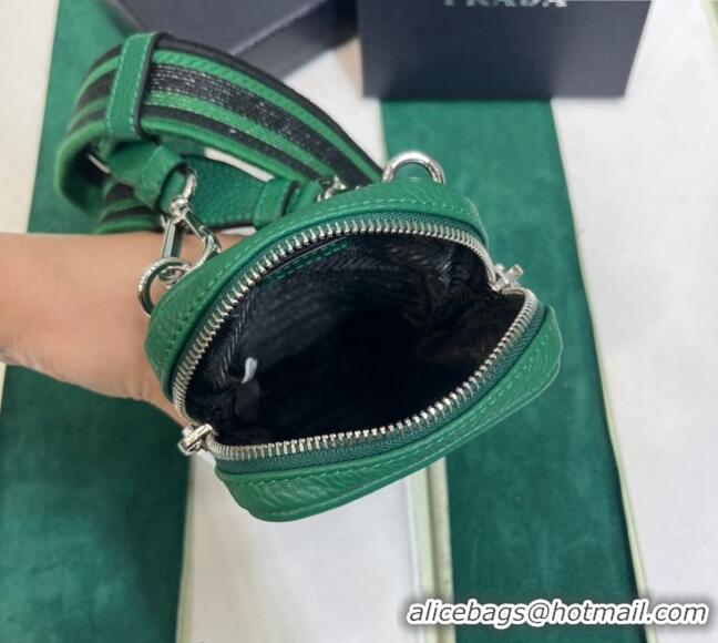 Classic Cheap Prada Grained Leather Phone Mini Bag 1BP027 Green 2023