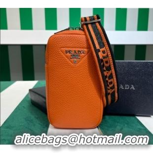 Buy Fashionable Prada Grained Leather Phone Mini Bag 1BP027 Orange 2023