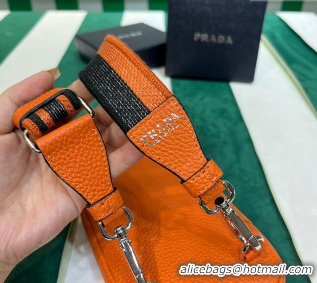 Buy Fashionable Prada Grained Leather Phone Mini Bag 1BP027 Orange 2023