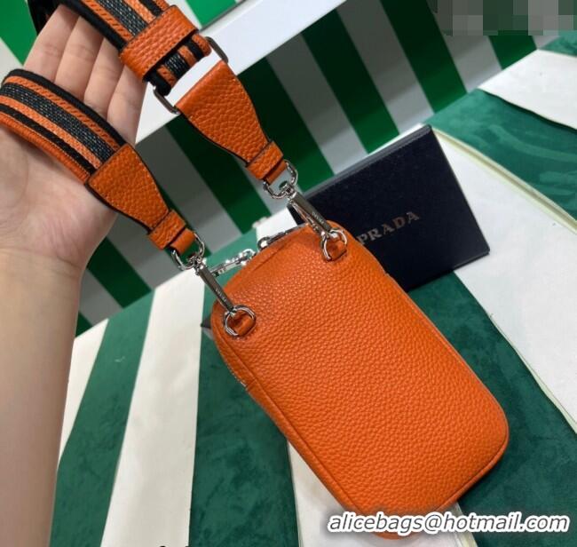 Buy Fashionable Prada Grained Leather Phone Mini Bag 1BP027 Orange 2023