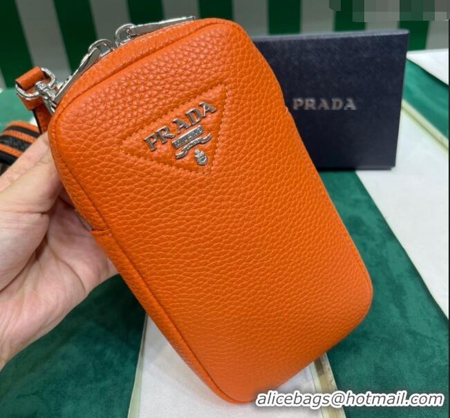 Buy Fashionable Prada Grained Leather Phone Mini Bag 1BP027 Orange 2023