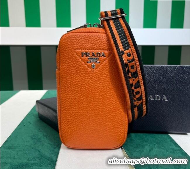 Buy Fashionable Prada Grained Leather Phone Mini Bag 1BP027 Orange 2023