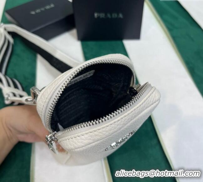 Pretty Style Prada Grained Leather Phone Mini Bag 1BP027 White 2023