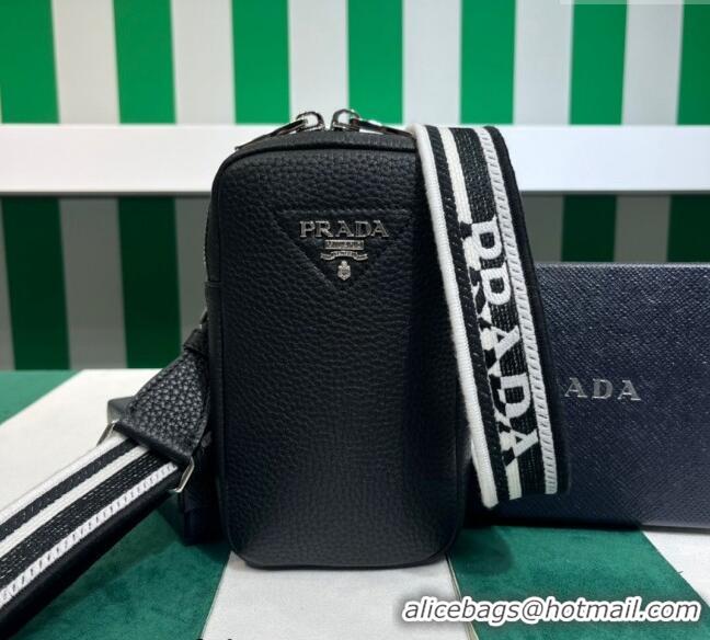 Buy Discount Prada Grained Leather Phone Mini Bag 1BP027 Black 2023