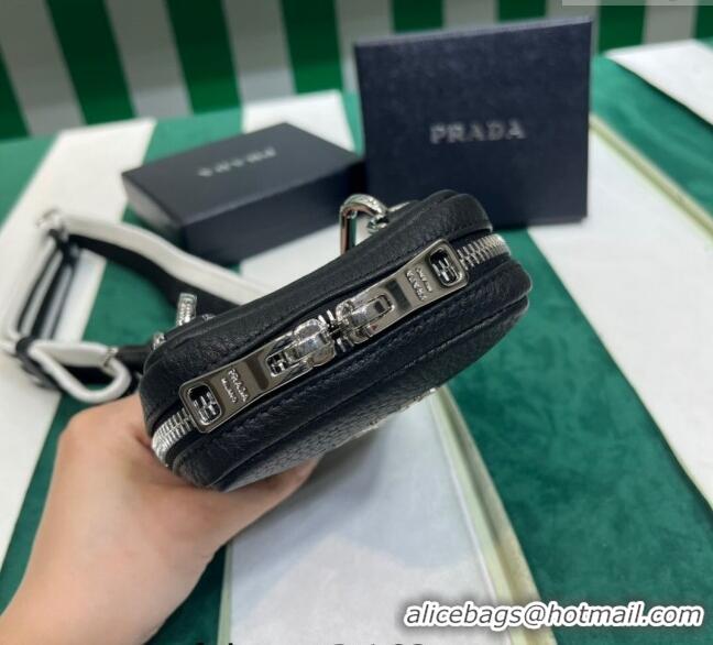 Buy Discount Prada Grained Leather Phone Mini Bag 1BP027 Black 2023