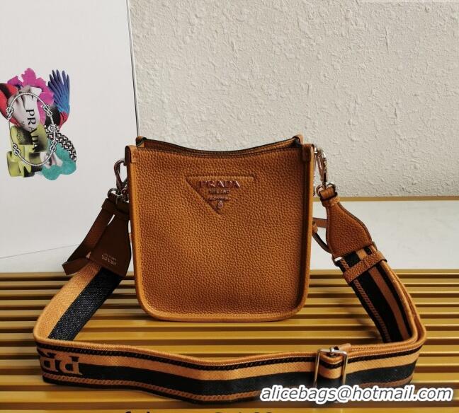 Hot Style Prada Grained Leather Mini Shoulder Bag 1BH191 Brown 2023