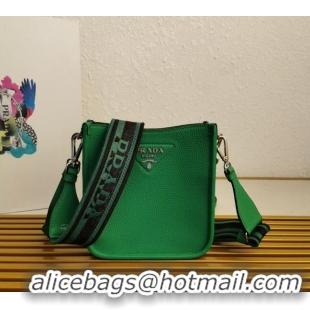 Spot Discount Prada Grained Leather Mini Shoulder Bag 1BH191 Green 2023