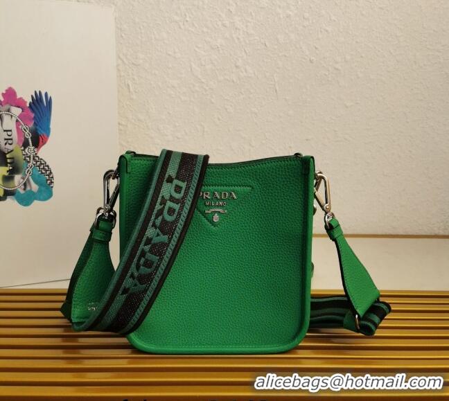 Spot Discount Prada Grained Leather Mini Shoulder Bag 1BH191 Green 2023