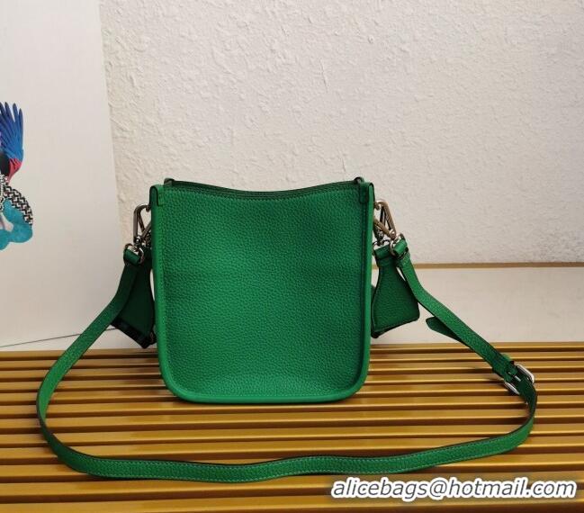 Spot Discount Prada Grained Leather Mini Shoulder Bag 1BH191 Green 2023