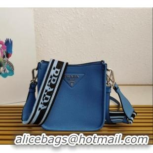 Buy Discount Prada Grained Leather Mini Shoulder Bag 1BH191 Blue 2023