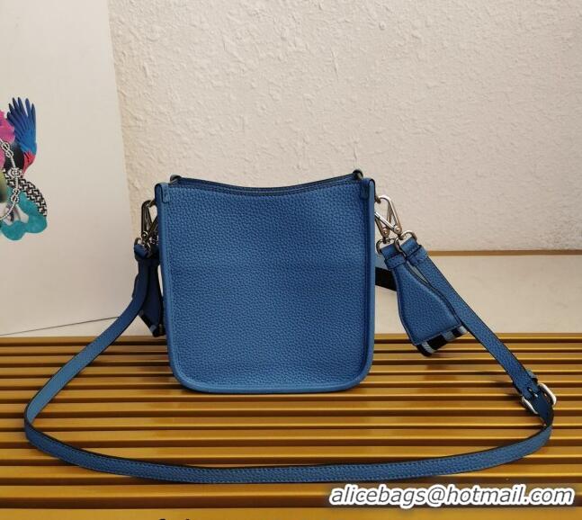 Buy Discount Prada Grained Leather Mini Shoulder Bag 1BH191 Blue 2023