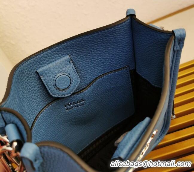 Buy Discount Prada Grained Leather Mini Shoulder Bag 1BH191 Blue 2023