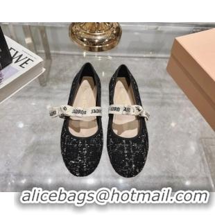 Good Quality Dior Mary Janes Ballet Flats in Black and White2 Cannage Tweed with Bow 814042