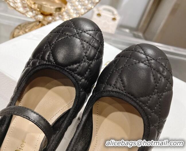 Most Popular Dior Mary Janes Ballet Pumps 5cm in Quilted Cannage Calfskin with Pearl Black 814048